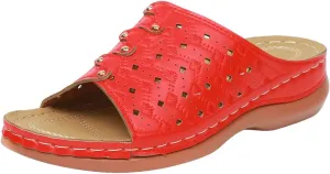 Women's Soft Soled Cushioned Wedge Slide Open Toe Wedge Sandals Versatile Sandals Breathable Casual Sandals