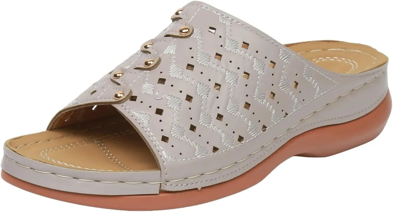 Women's Soft Soled Cushioned Wedge Slide Open Toe Wedge Sandals Versatile Sandals Breathable Casual Sandals