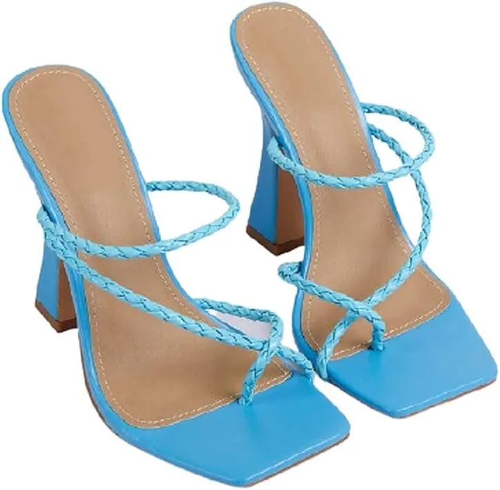 Women's Square Toe Heels Open toe Slip on Sandals