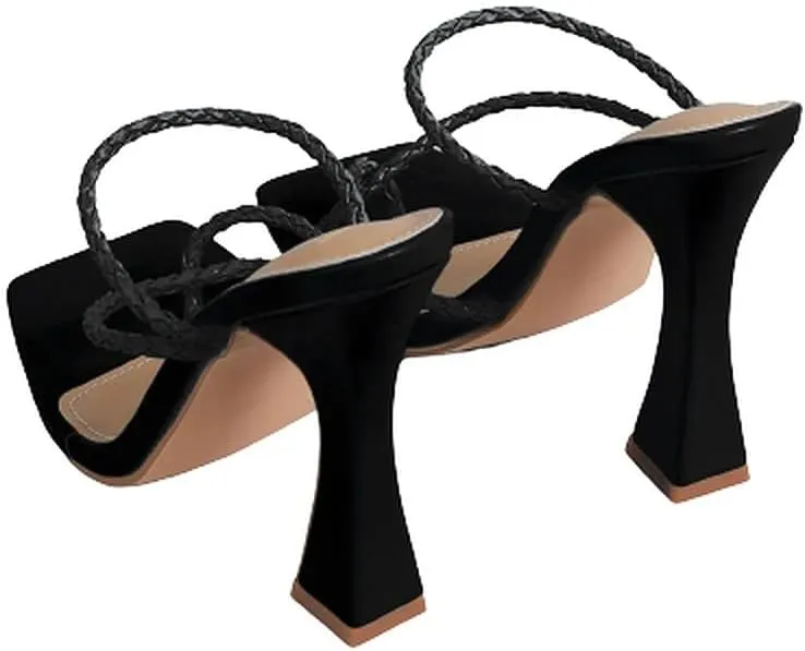 Women's Square Toe Heels Open toe Slip on Sandals