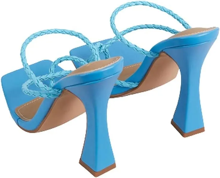 Women's Square Toe Heels Open toe Slip on Sandals