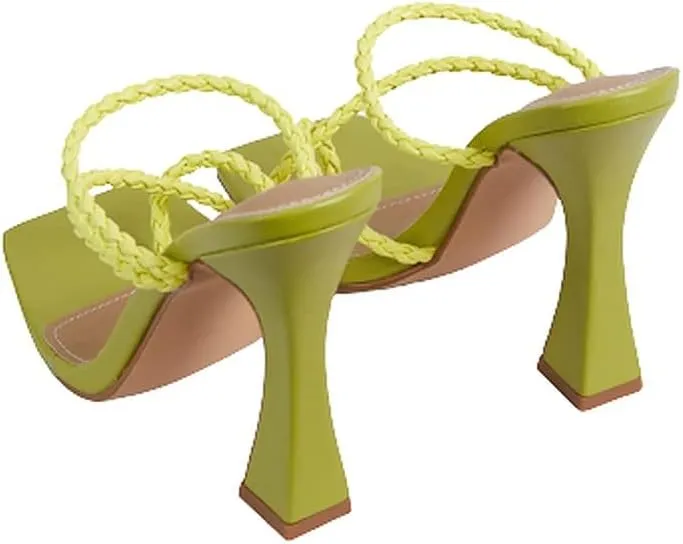 Women's Square Toe Heels Open toe Slip on Sandals