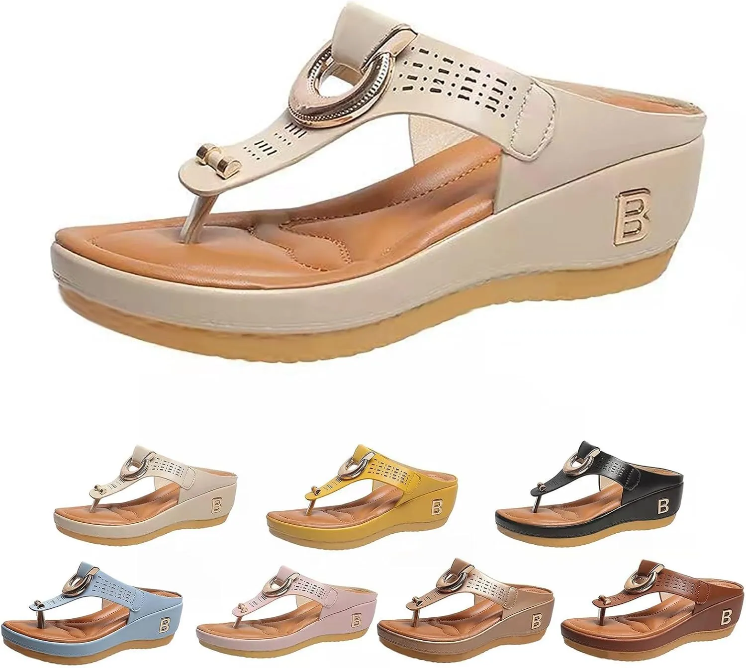 Women's Summer Fashion Slides Sandal Casual Slip On Summer Wedge Sandals Versatile Sandals Beach Sandals