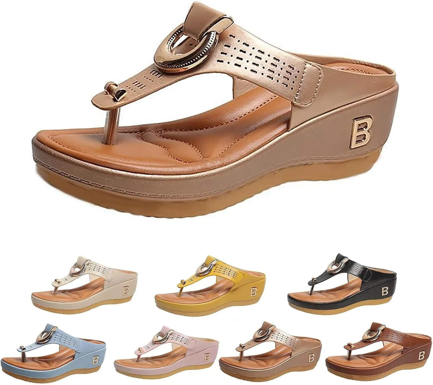 Women's Summer Fashion Slides Sandal Casual Slip On Summer Wedge Sandals Versatile Sandals Beach Sandals