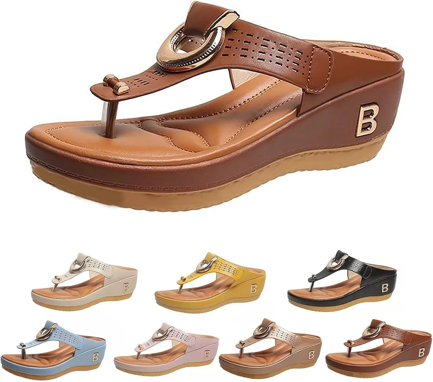 Women's Summer Fashion Slides Sandal Casual Slip On Summer Wedge Sandals Versatile Sandals Beach Sandals