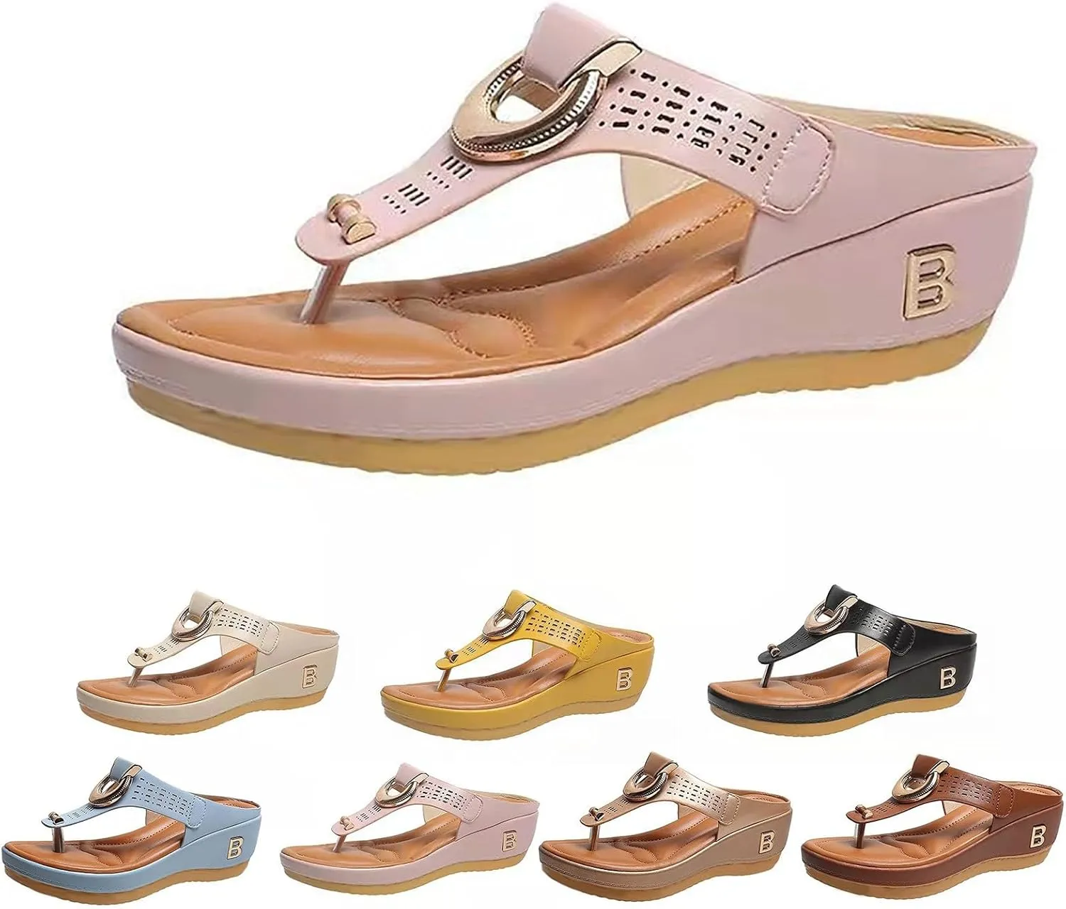 Women's Summer Fashion Slides Sandal Casual Slip On Summer Wedge Sandals Versatile Sandals Beach Sandals