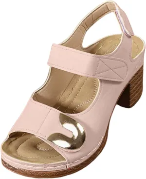 Women's Summer Fashion Slope Heel Sandals Casual Comfortable Open Toe Mid Heel Footwear for Daily Wear and Travel