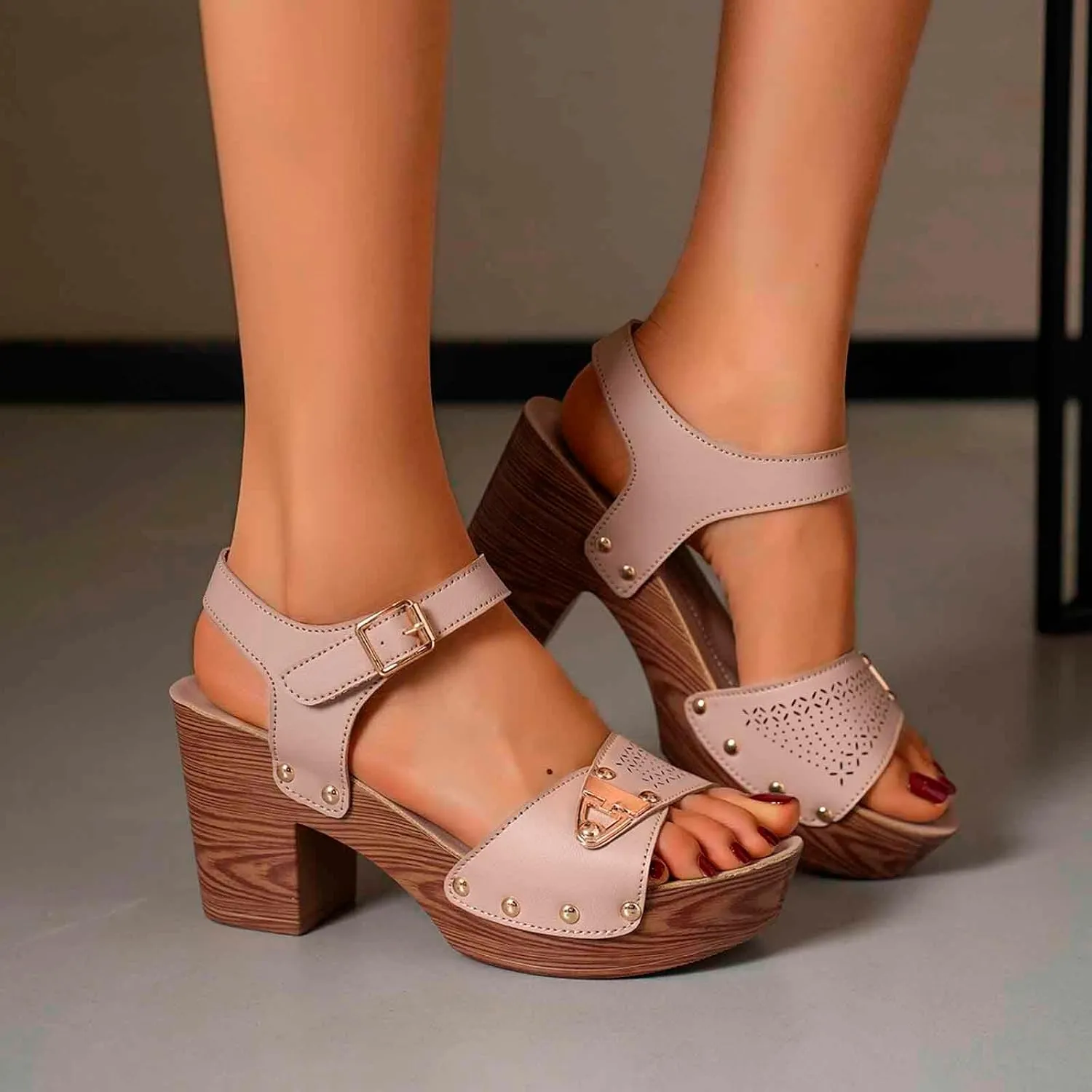 Women's Summer High Heel Sandals Comfortable Open Toe Dressy Slip On Shoes For Casual Vacation Work Date Outfits