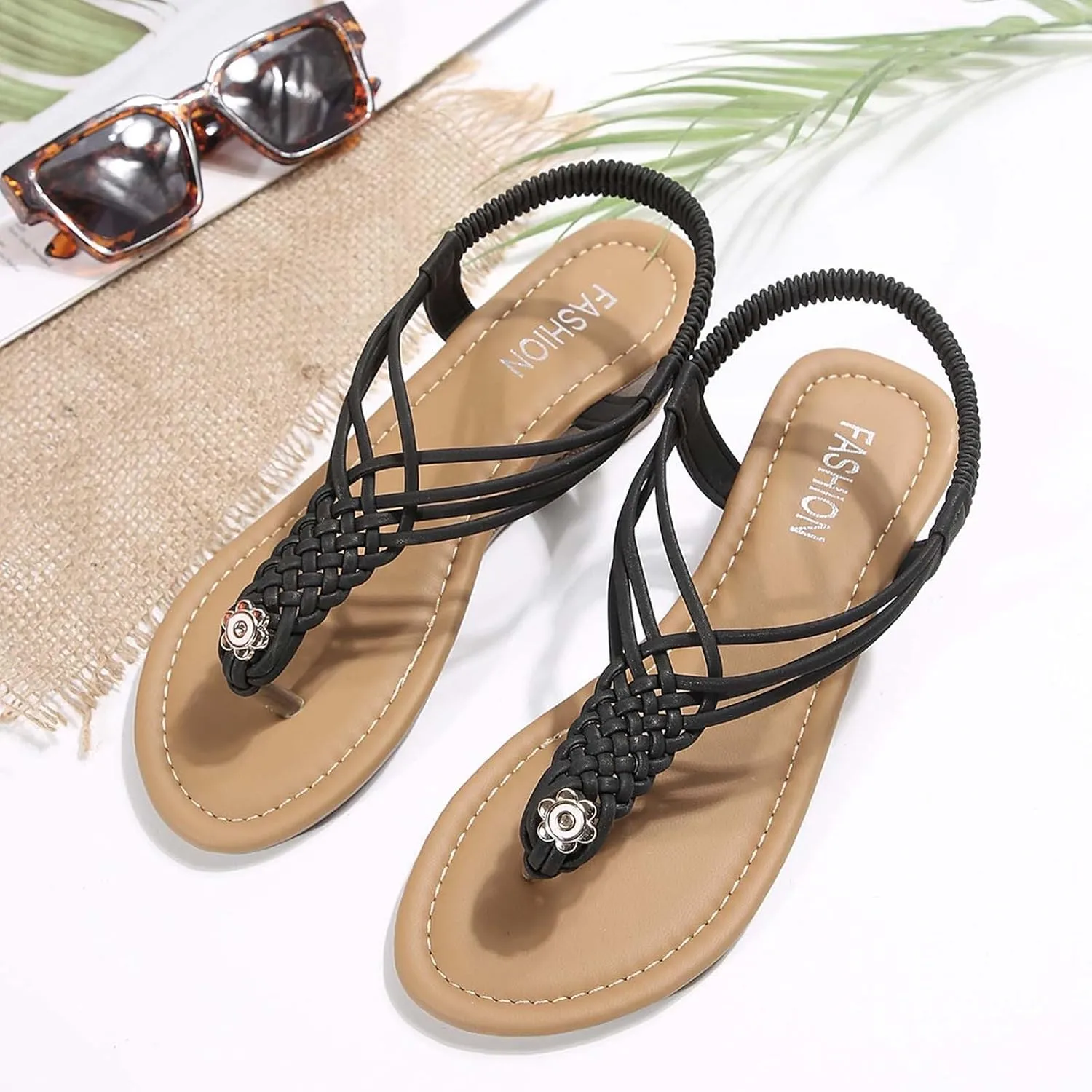 Women's Summer Sandals Comfortable Mid Heel Flip Flops Casual Beach Walking Shoes For Vacation Date Night Outfits