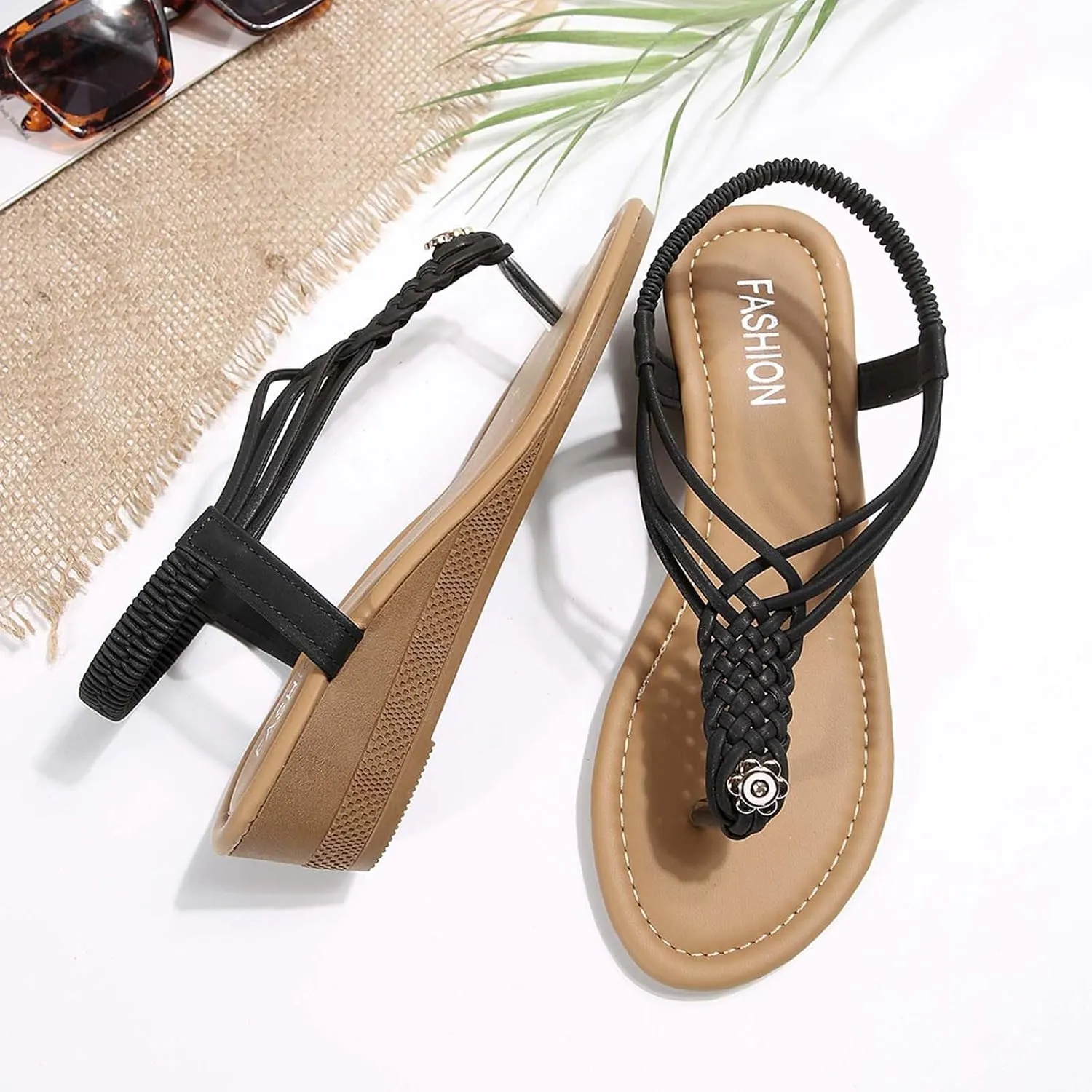 Women's Summer Sandals Comfortable Mid Heel Flip Flops Casual Beach Walking Shoes For Vacation Date Night Outfits