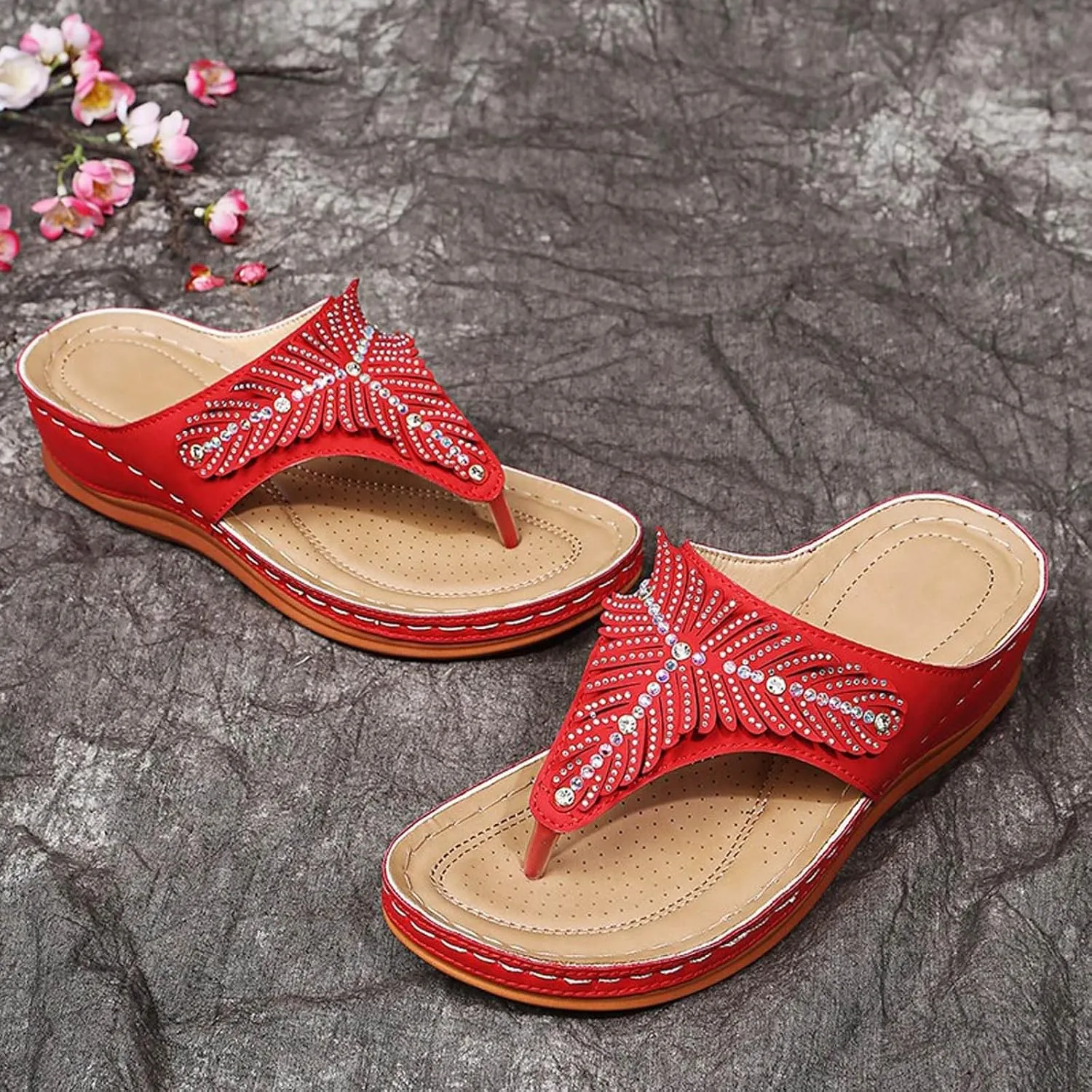 Women's Vacation Wedges Sandals Classic Wedge Heels Sandals Breathable Slides Sandals Pillow Slippers