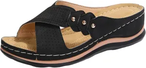 Women's Wedge Sandals with Plantar Fasciitis Casual Elastic Ankle Strap Platform Sandal Fashion Beach Sandals