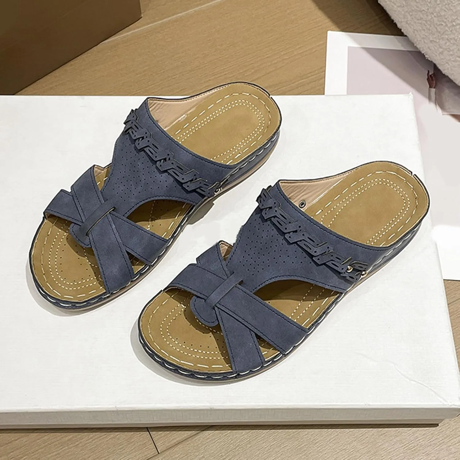 Women's Wedge Sandals with Plantar Fasciitis Classic Ankle Strap Wedge Heels Sandal Banquet Sandals for Women