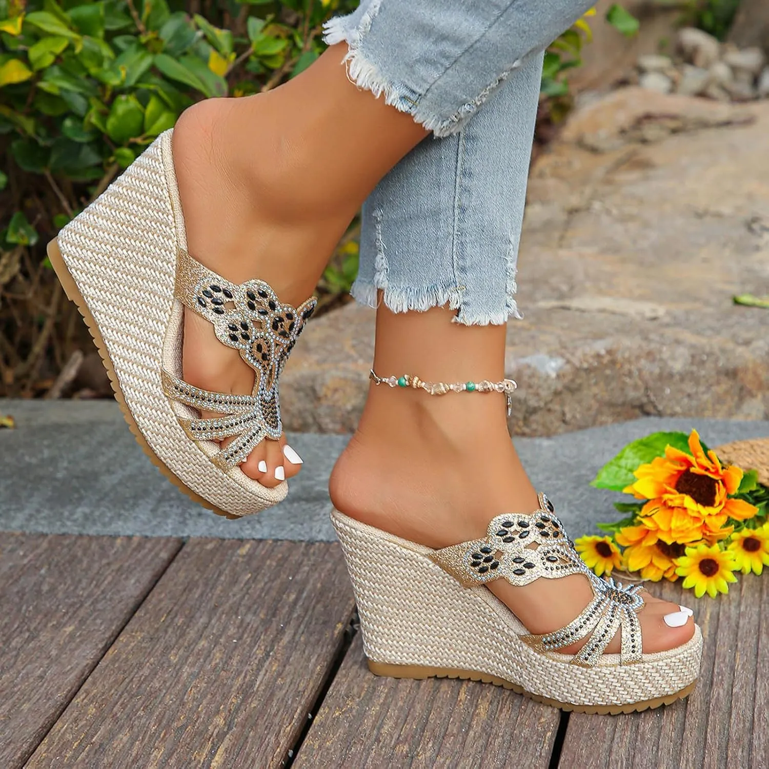 Women's Wedge Sandals with Plantar Fasciitis Women Open Toe Flatform Fashion Sandal Elegant Summer Cool Shoes