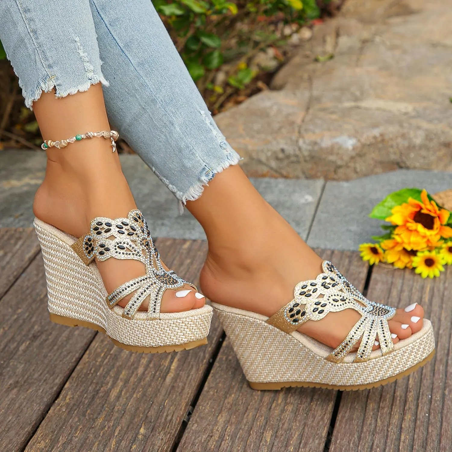 Women's Wedge Sandals with Plantar Fasciitis Women Open Toe Flatform Fashion Sandal Elegant Summer Cool Shoes