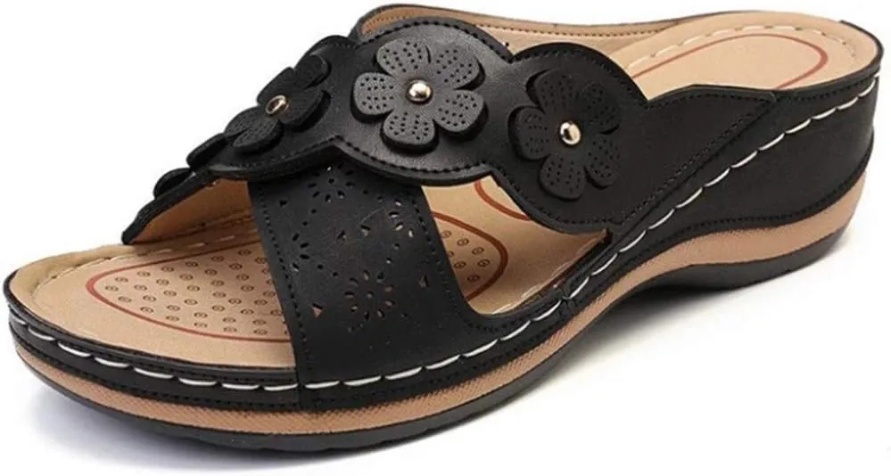 Women's Wedges Sandals Arch Support Slip On Slides Non Slip Thick Bottom Beach Slippers Dressy Sandals