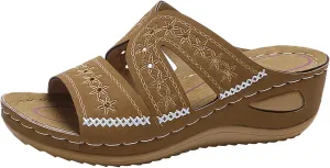 Women's Wedges Sandals Arch Support Slip On Slides Non Slip Thick Bottom Beach Slippers Dressy Sandals